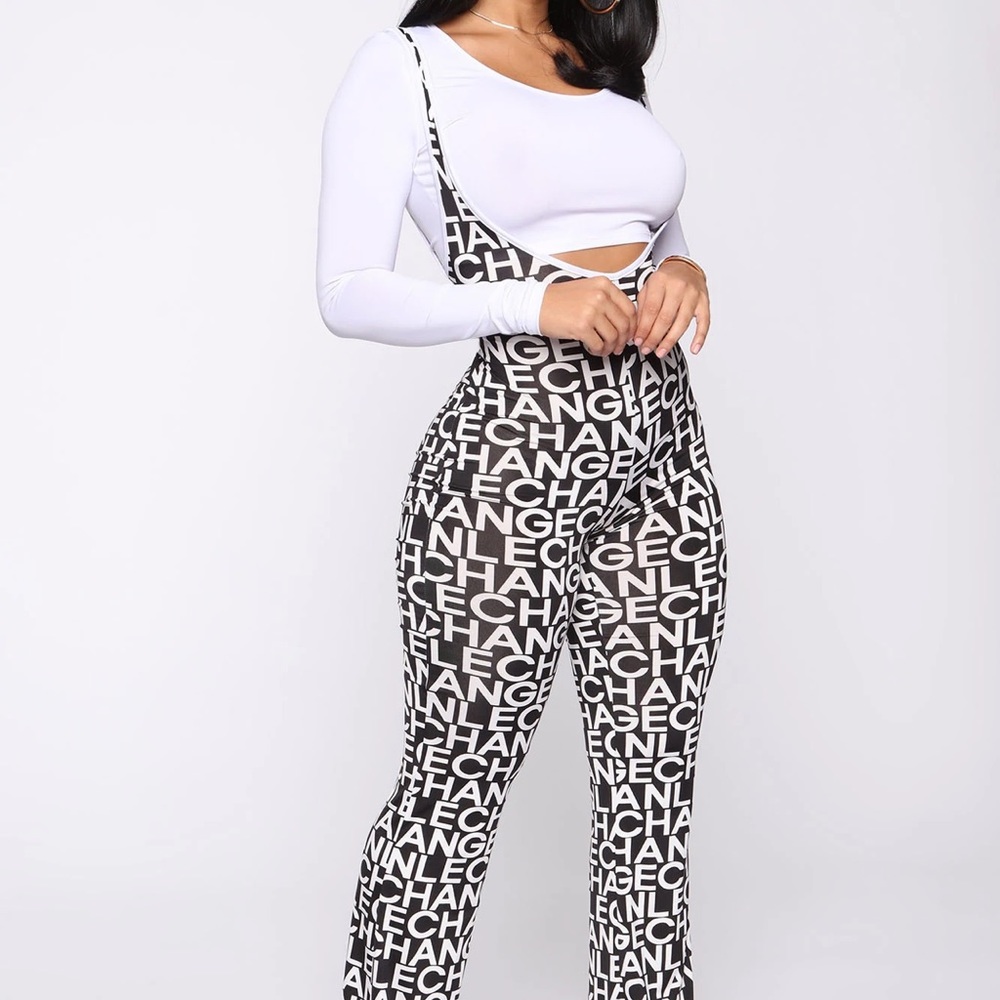 FASHION NOVA Infamous Black & White Jumpsuit